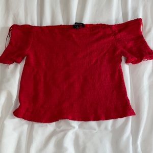 Red Off Shoulder Crop Top